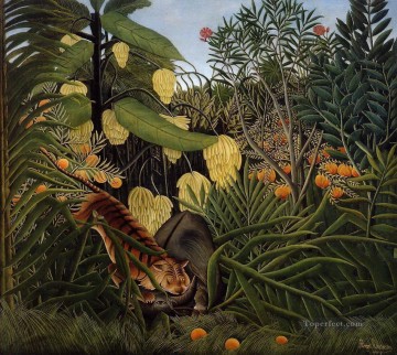 ル・ドゥアニエ トラとバッファローの戦闘 Oil Paintings